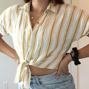 Striped Button Down Crop Top